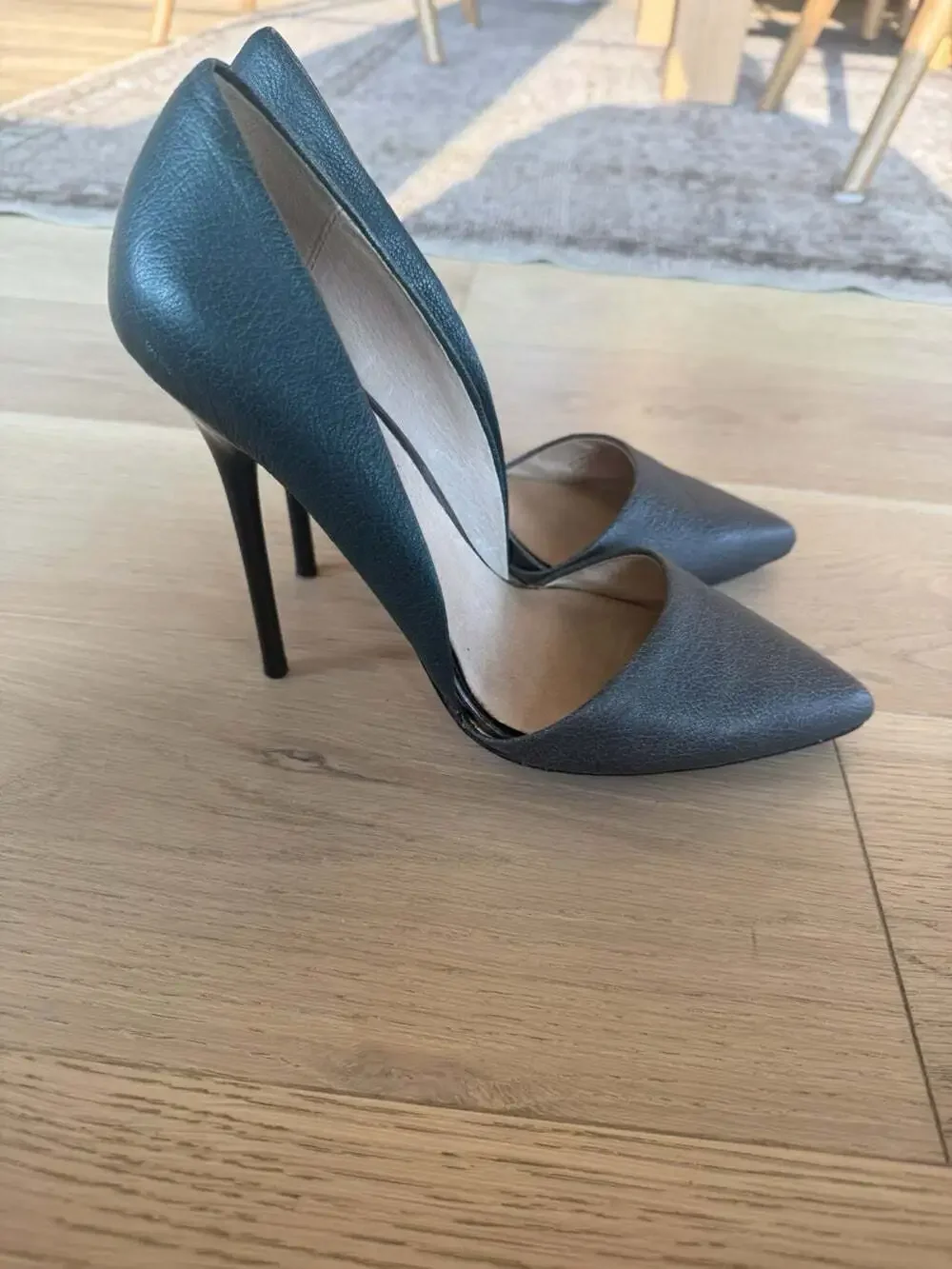L.A.M.B. Womens 9 Black Green Leather Stiletto High Heels Pointed Toe Shoes